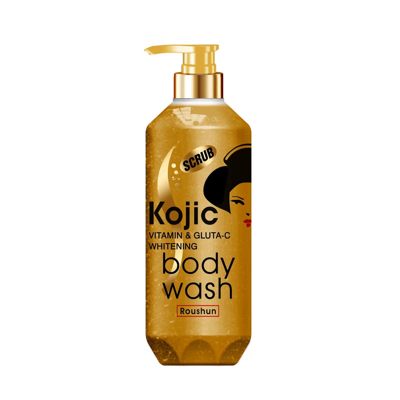 ROUSHUN Body Wash Kojic Vitamin C & GLUTA-C Whitening Body Wash Removes Acnes Clear Pimples Cleans and Hydrates Glow and Shine Kojic Scrub Shower Cream 1000 ml Body Washe