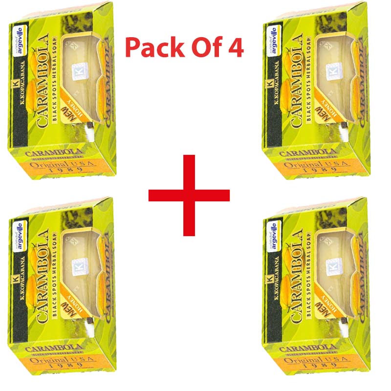 4 Packs Carambola Black Spots Herbal Soap With Honey for Removing Pimples & Blackheads Cleansing Nourishing Bar Bathing Organic Anti Ageing Full Body Natural Deep Cleaning Fruit  Fragrance 120g