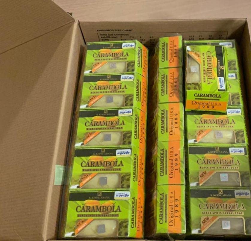 4 Packs Carambola Black Spots Herbal Soap With Honey for Removing Pimples & Blackheads Cleansing Nourishing Bar Bathing Organic Anti Ageing Full Body Natural Deep Cleaning Fruit  Fragrance 120g