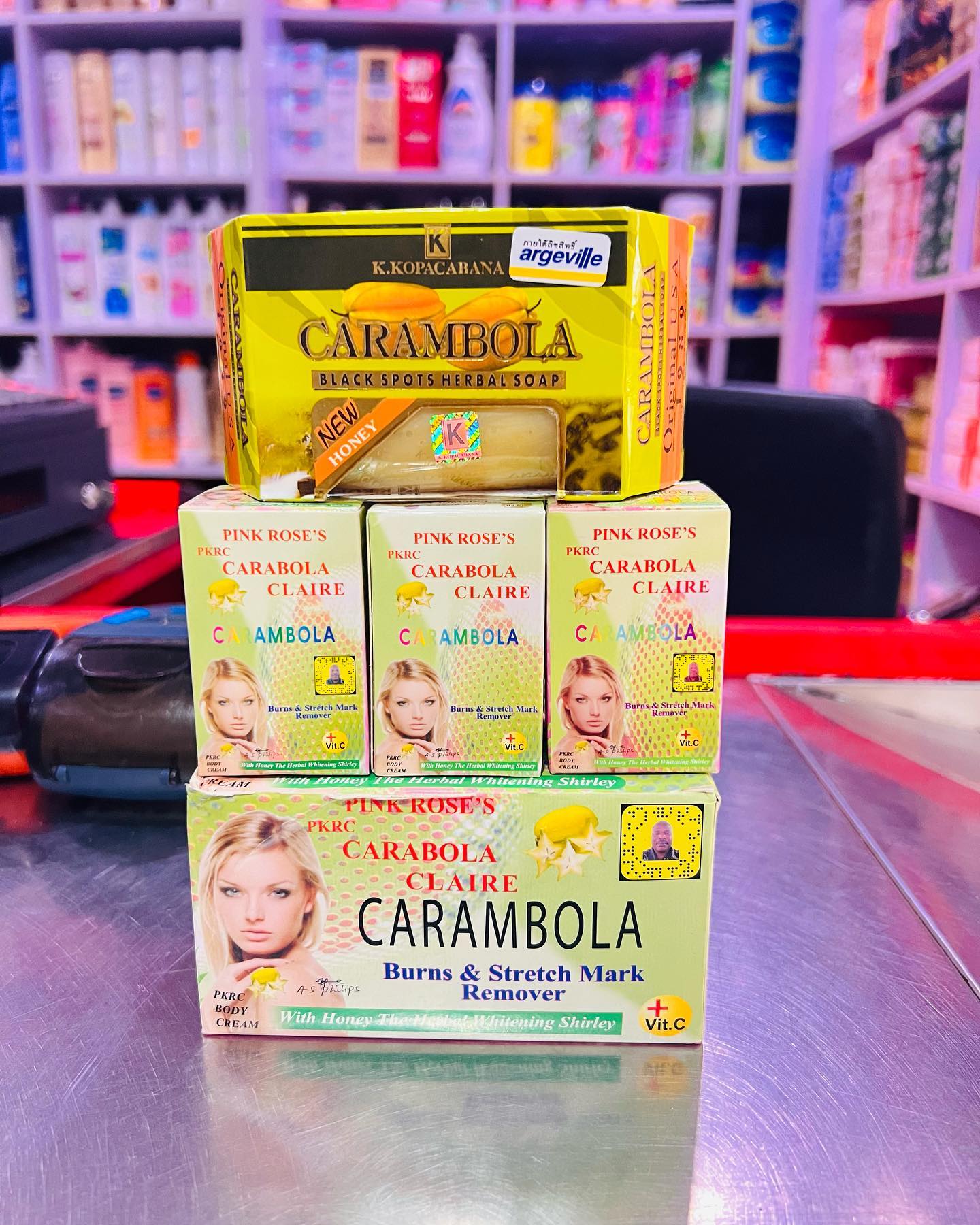 4 Packs Carambola Black Spots Herbal Soap With Honey for Removing Pimples & Blackheads Cleansing Nourishing Bar Bathing Organic Anti Ageing Full Body Natural Deep Cleaning Fruit  Fragrance 120g