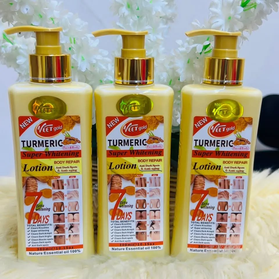 Veetgold Turmeric Body Lotion 500ml Super Whitening Skin Repair Anti-Aging Removes Wrinkles Dark Spots & Smooths Clears Knuckles Super Whitening Clears Dark Armpits Clears Dark Spots