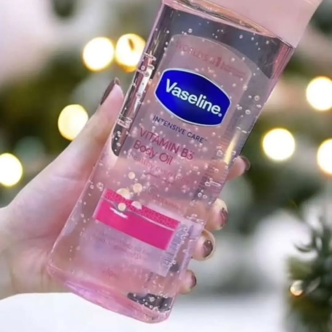 Vaseline VITAMIN B3 Intensive Care  Body Oil 400ml Glowing Skin 3 As Picture Count Body Gel Oil Body Oil Made with 100% Pure Cocoa Butter + Replenishing Oils 6.8oz