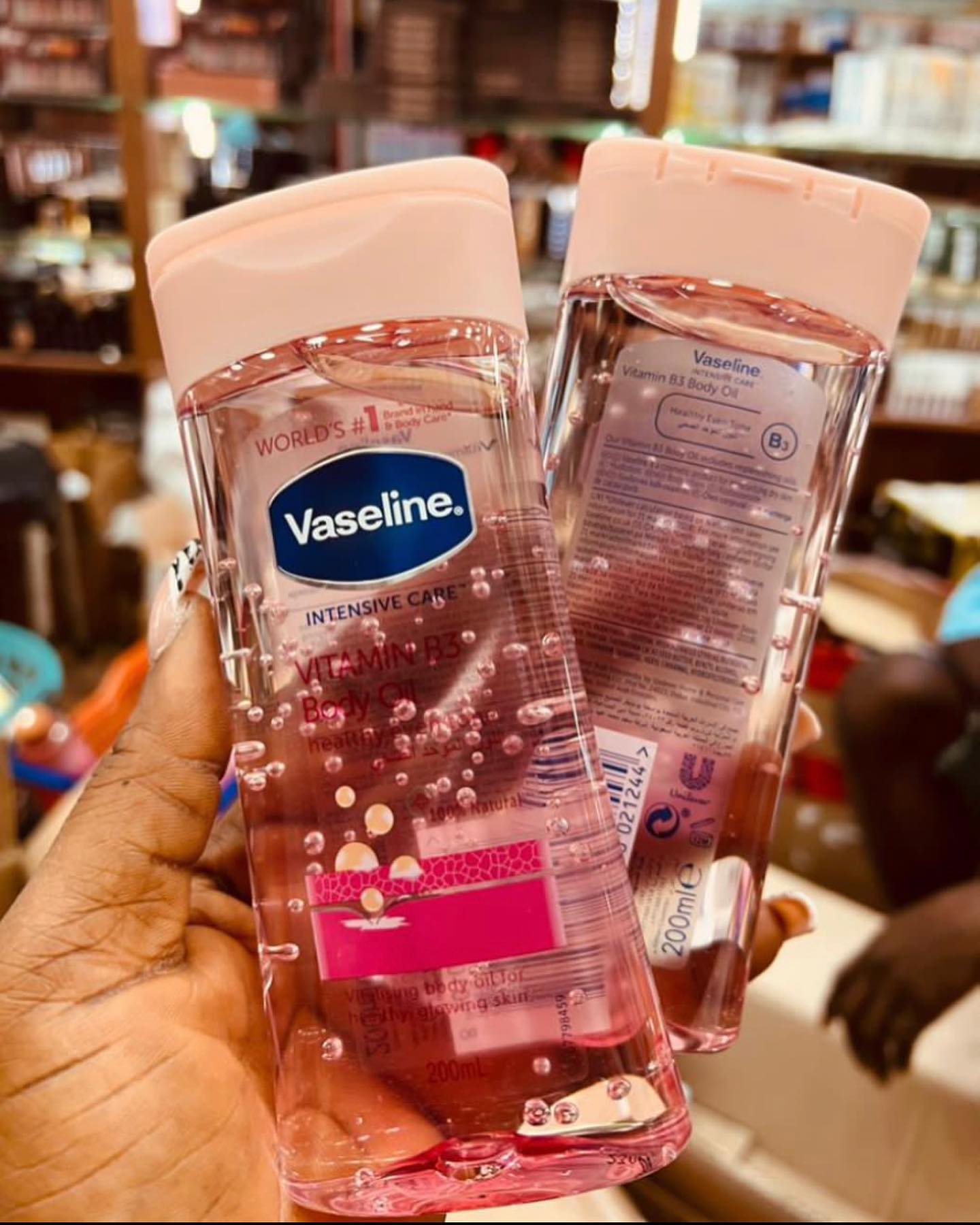 Vaseline VITAMIN B3 Intensive Care  Body Oil 400ml Glowing Skin 3 As Picture Count Body Gel Oil Body Oil Made with 100% Pure Cocoa Butter + Replenishing Oils 6.8oz