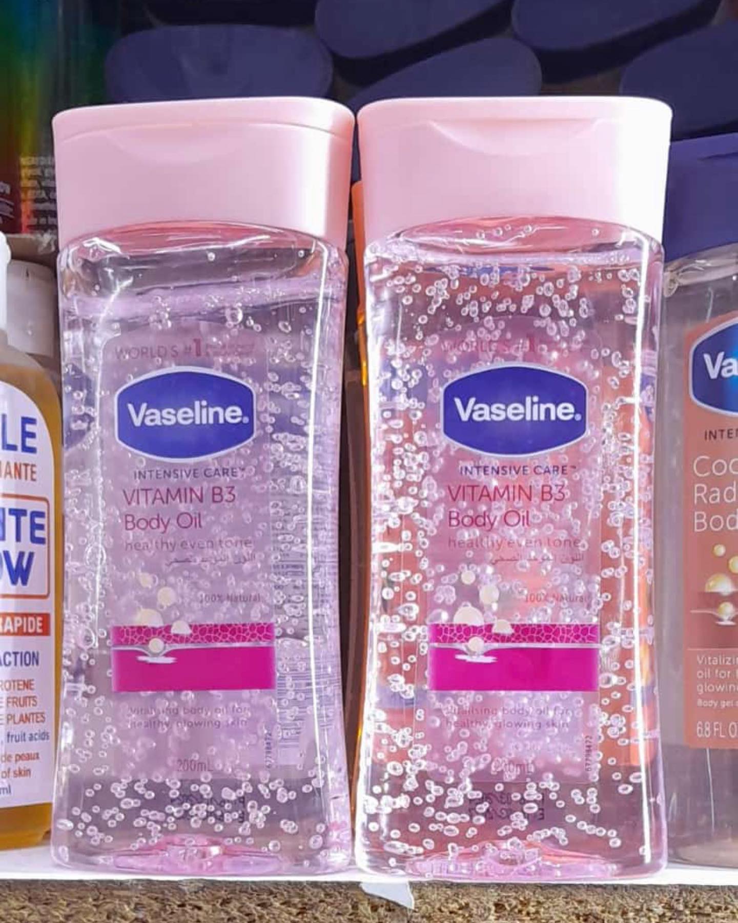 Vaseline VITAMIN B3 Intensive Care  Body Oil 400ml Glowing Skin 3 As Picture Count Body Gel Oil Body Oil Made with 100% Pure Cocoa Butter + Replenishing Oils 6.8oz