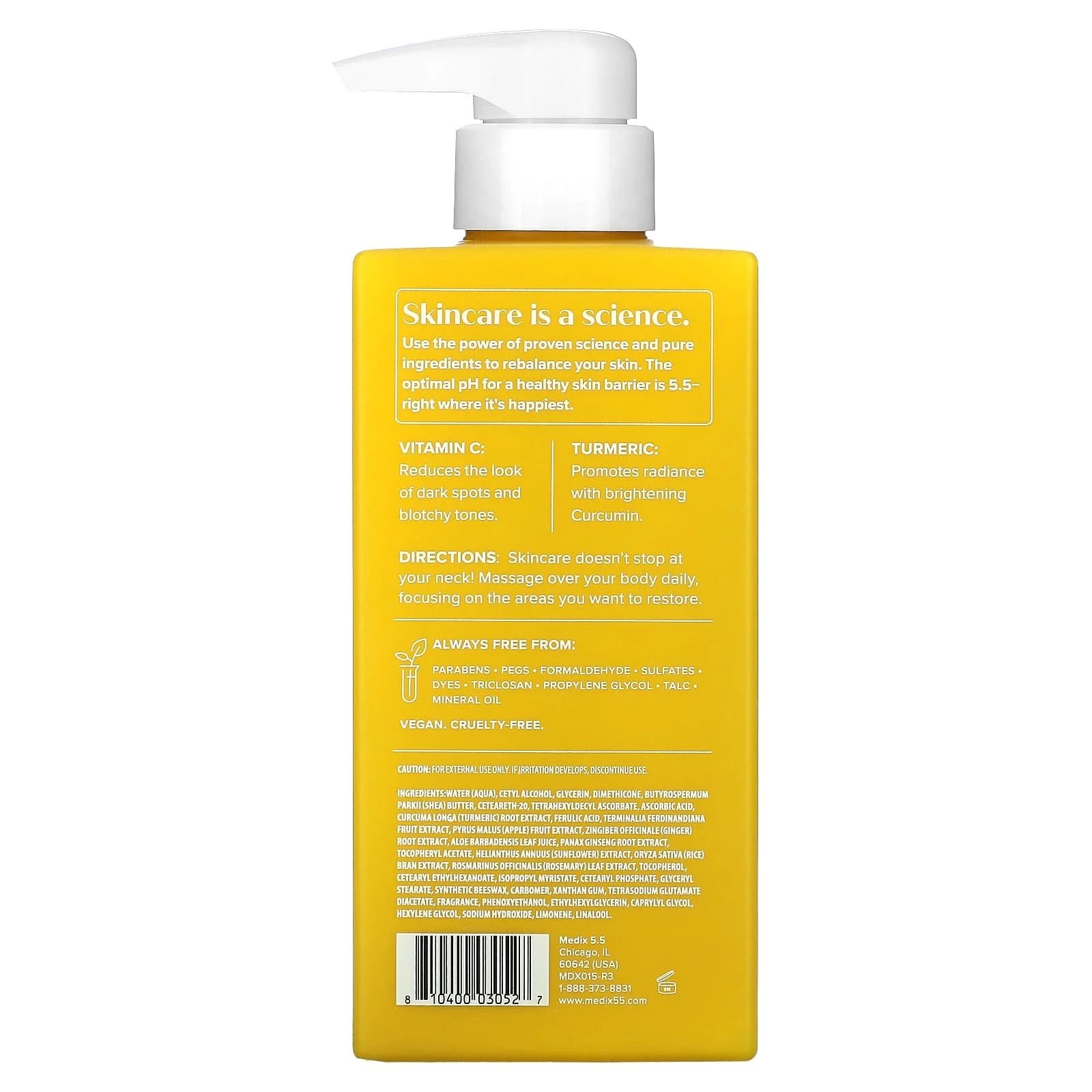 2 Packs Medix 5.5 Lotion + Cream  VITAMIN C, GINGER & GINSENG BODY CREAM Anti-Aging, & Anti-Dark Spots Firming & Brightening Body Cream Moisturizes Removes Wrinkles & Dark Spots 500ml Body Creams