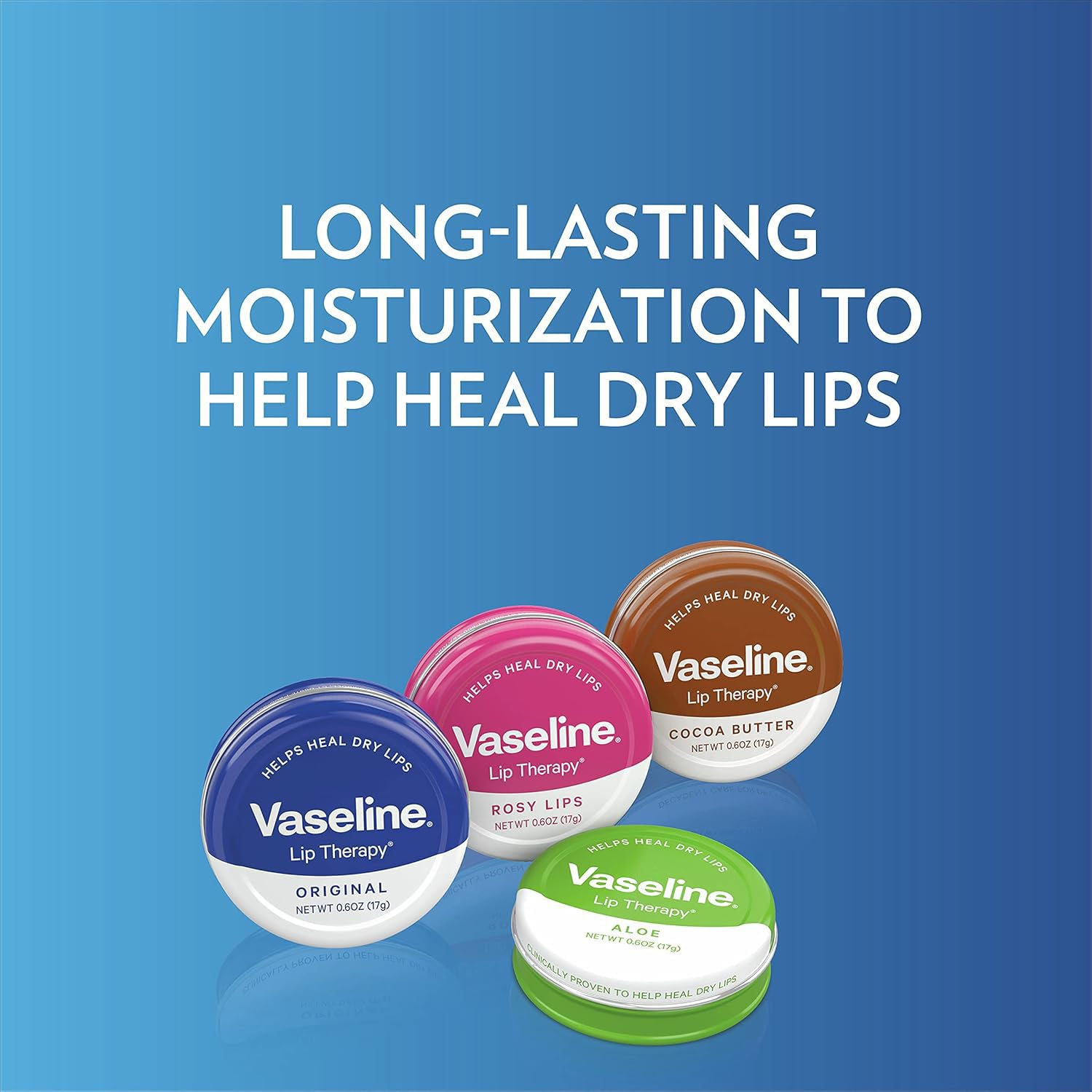 Vaseline Lip Therapy Premium Lip Balm – Deep Moisture & Protection for Dry, Chapped Lips, Pure Petrolatum Formula with Shea-Butter & Vitamin E, Travel-Size Tin/Stick for Men & Women