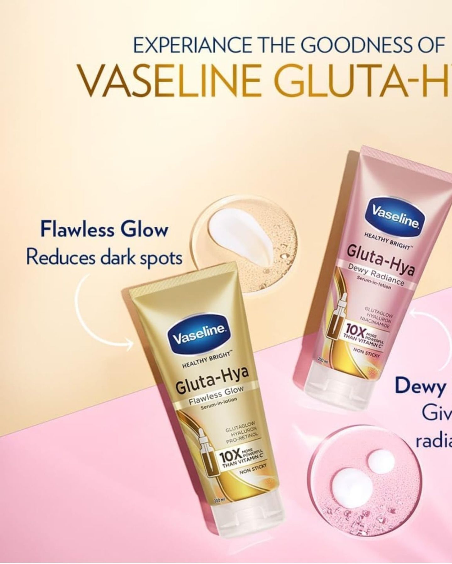 Vaseline Gluta-Hya Serum Burst Lotion 3-Pack – Flawless Bright 330ml + Dewy Radiance 330ml + Overnight Radiance Repair 330ml – Brightening Body Lotion Trio with GlutaGlow, Hyaluron & Pro-Retinol