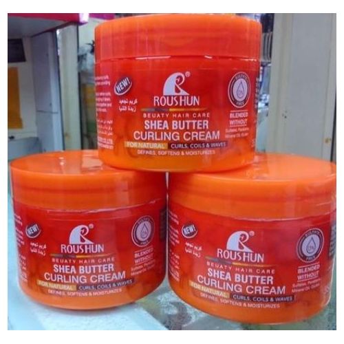Roushun Shea Butter Curling Cream 500g For Natural Curly Hair Deep Moisture Anti Frizz Repair Strengthen & Define Curls With Coconut Oil Hydrating Styling Cream For Soft Shiny Strong Healthy Hair