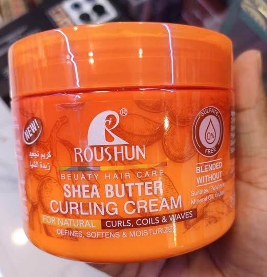 Roushun Shea Butter Curling Cream 500g For Natural Curly Hair Deep Moisture Anti Frizz Repair Strengthen & Define Curls With Coconut Oil Hydrating Styling Cream For Soft Shiny Strong Healthy Hair