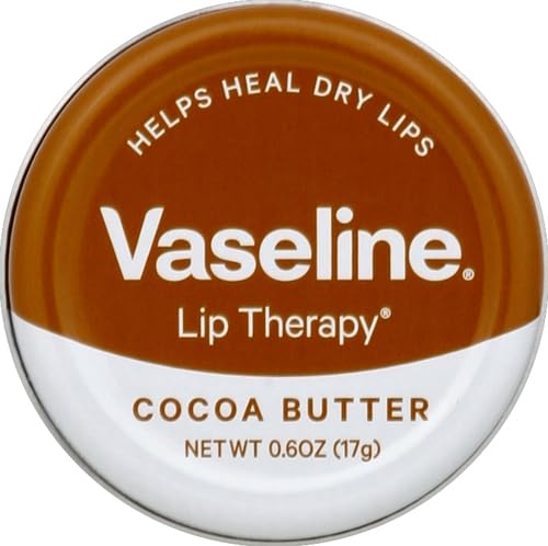 Vaseline Lip Therapy Lip Balm Tin, Cocoa Butter, 0.6 oz Made from pure Vaseline Jelly to lock in moisture Infused with rich cocoa butter and an appealing cocoa and vanilla scent
