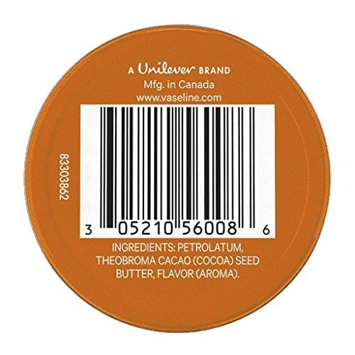 Vaseline Lip Therapy Lip Balm Tin, Cocoa Butter, 0.6 oz Made from pure Vaseline Jelly to lock in moisture Infused with rich cocoa butter and an appealing cocoa and vanilla scent