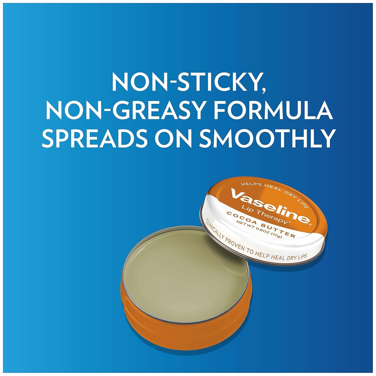 Vaseline Lip Therapy Lip Balm Tin, Cocoa Butter, 0.6 oz Made from pure Vaseline Jelly to lock in moisture Infused with rich cocoa butter and an appealing cocoa and vanilla scent