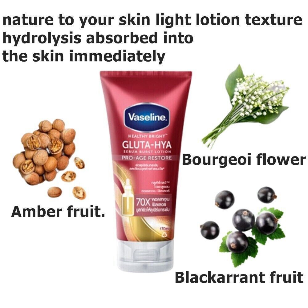 Vaseline 2-Pack Skincare Set – Cocoa Butter Body Lotion 400 ml + Gluta-Hya Pro-Age Serum-Burst Lotion 170 ml – Deep Nourish, Brighten & Firm Skin with Fast Absorption
