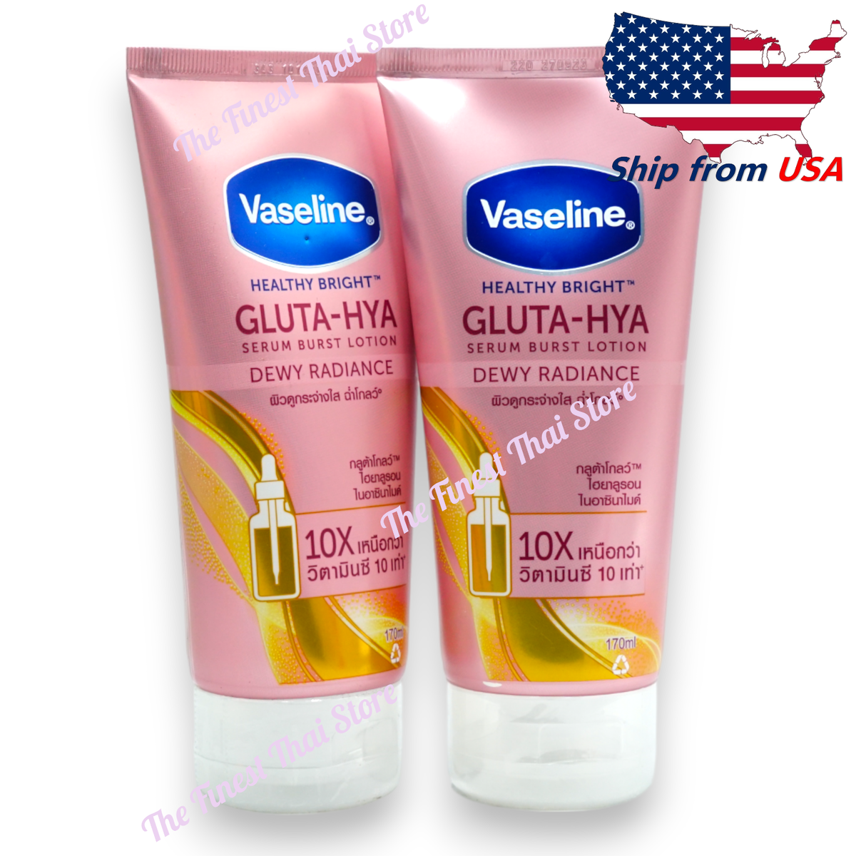 3 Pack Vaseline Gluta-Hya Serum Burst Lotion  – Flawless Bright 330ml + Dewy Radiance 330ml + Overnight Radiance Repair 330ml – Brightening Body Lotion Trio with GlutaGlow, Hyaluron & Pro-Retinol