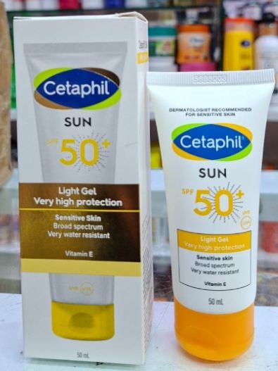 Cetaphil Sun SPF 50+ Light Gel 50ml | Very High Protection Broad Spectrum Sunscreen, Water Resistant, Vitamin E, Oil-Free Lightweight Gel for Sensitive Skin Face & Body