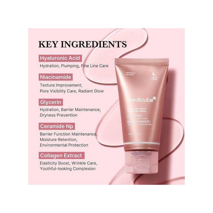 Medicube Collagen Night Wrapping Mask 75ml | Overnight Firming & Moisturizing Sleeping Mask, Collagen Extract, Niacinamide & Ceramide NP, Improves Elasticity, Smooth Plump Skin While You Sleep