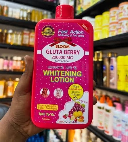 Fast Action Whitening Anti-Aging Bloom Gluta Berry Lotion 200000mg 500ml – Powerful Glutathione Body Lotion, Brightening, Moisturizing, Skin Tone Evenness, Smooth Radiant Glow