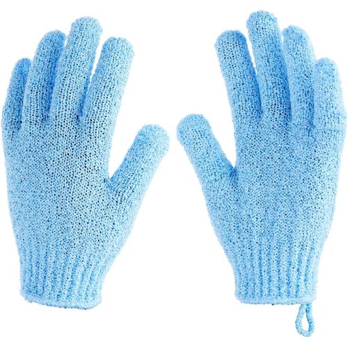 Exfoliating Bathing Gloves Body Scrub Shower Gloves Dead Skin Remover Spa Bath Scrubber Nylon Body Exfoliator Massage Cleaning Gloves For Shower Bath Skin Care Smooth Soft Skin (1 Pair Blue)