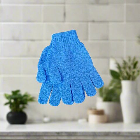 Exfoliating Bathing Gloves Body Scrub Shower Gloves Dead Skin Remover Spa Bath Scrubber Nylon Body Exfoliator Massage Cleaning Gloves For Shower Bath Skin Care Smooth Soft Skin (1 Pair Blue)