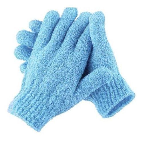Exfoliating Bathing Gloves Body Scrub Shower Gloves Dead Skin Remover Spa Bath Scrubber Nylon Body Exfoliator Massage Cleaning Gloves For Shower Bath Skin Care Smooth Soft Skin (1 Pair Blue)