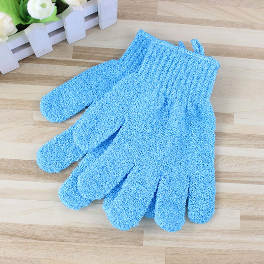Exfoliating Bathing Gloves Body Scrub Shower Gloves Dead Skin Remover Spa Bath Scrubber Nylon Body Exfoliator Massage Cleaning Gloves For Shower Bath Skin Care Smooth Soft Skin (1 Pair Blue)