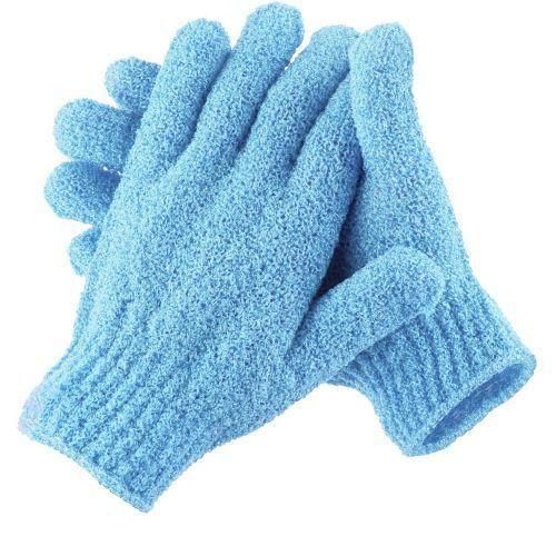 Exfoliating Bathing Gloves Body Scrub Shower Gloves Dead Skin Remover Spa Bath Scrubber Nylon Body Exfoliator Massage Cleaning Gloves For Shower Bath Skin Care Smooth Soft Skin (1 Pair Blue)