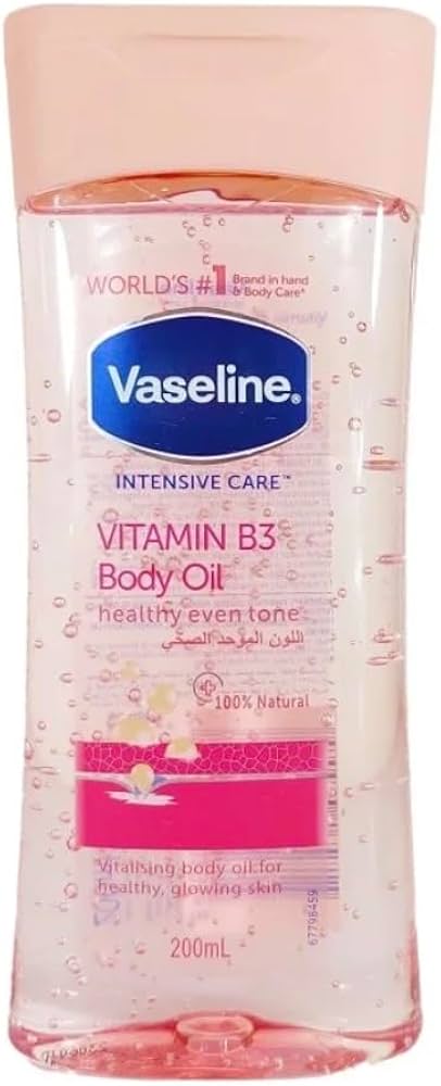 Vaseline Intensive Care Vitamin B3 Body Oil Moisturizing Revitalizing Skin Oil For Dry Skin Even Tone Nourishing Hydrating Body Care Oil Lightweight Non Greasy Daily Skin Care 200ml