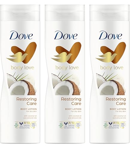 Dove Body Love Restoring Care Body Lotion With Coconut Oil And Almond Milk Deep Moisturizing Lotion For Dry Skin Long Lasting Hydration Smooth Soft Skin Fast Absorbing Non Greasy 400ml