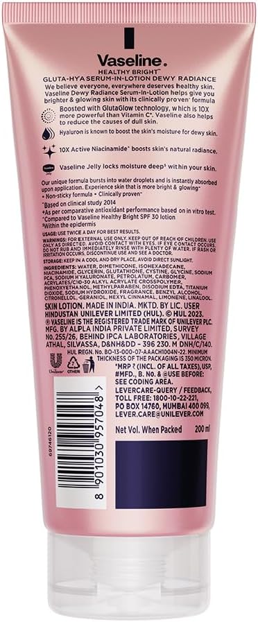 3 Packs Vaseline Set Daily Brightening Even Tone Body Lotion + Overnight Serum + Vaseline Body Oil for Glowing Skin, with Vitamin B3 - 400ml For Radiant Looking Skin in 2 Weeks Vaseline Body Lotion