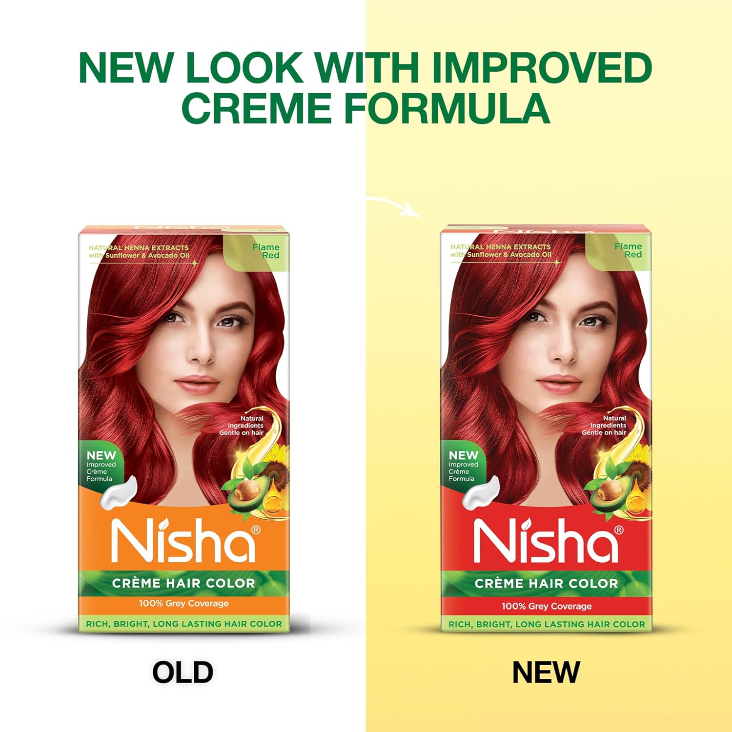Nisha Creme Hair Color Flame Red Permanent Hair Dye With Natural Henna Extract Sunflower & Avocado Oil 100% Grey Coverage Long Lasting Bright Red Hair Colour Kit For Women & Men Ammonia Free