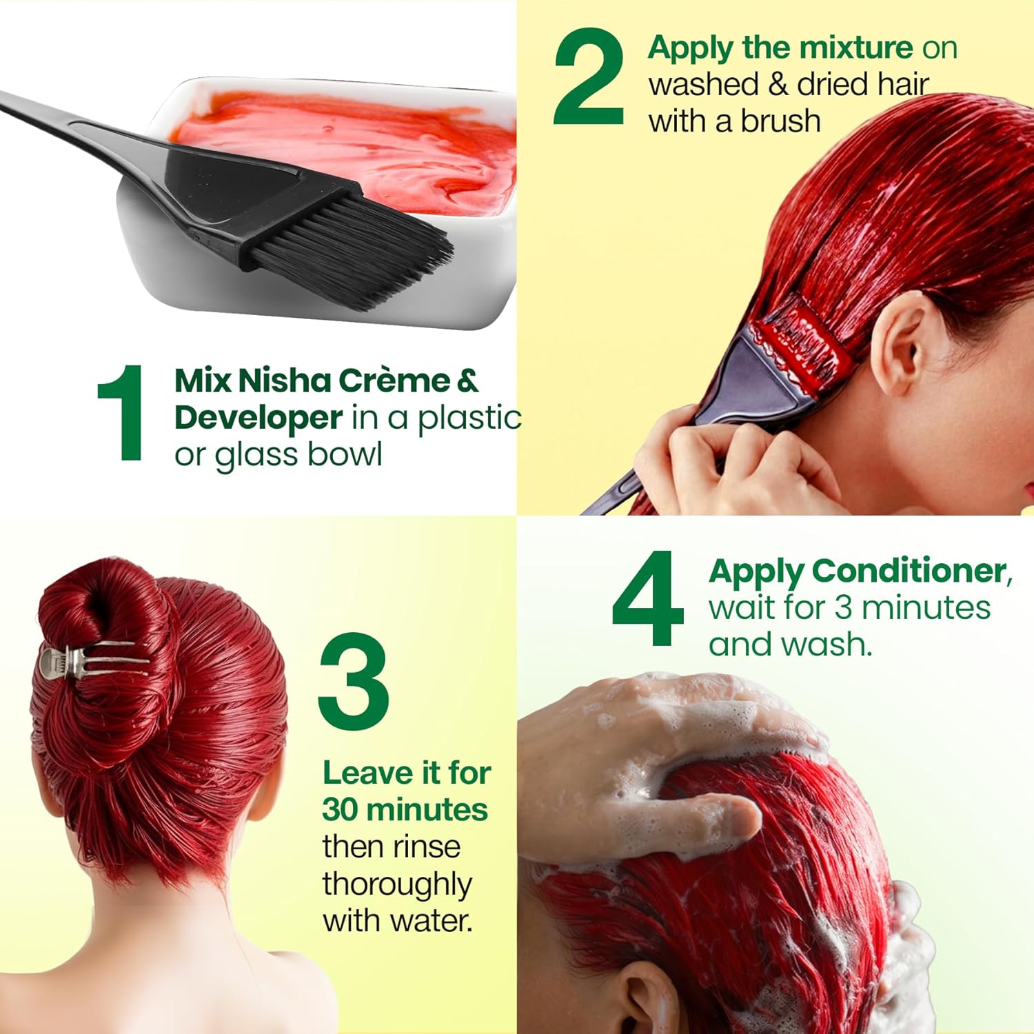 Nisha Creme Hair Color Flame Red Permanent Hair Dye With Natural Henna Extract Sunflower & Avocado Oil 100% Grey Coverage Long Lasting Bright Red Hair Colour Kit For Women & Men Ammonia Free