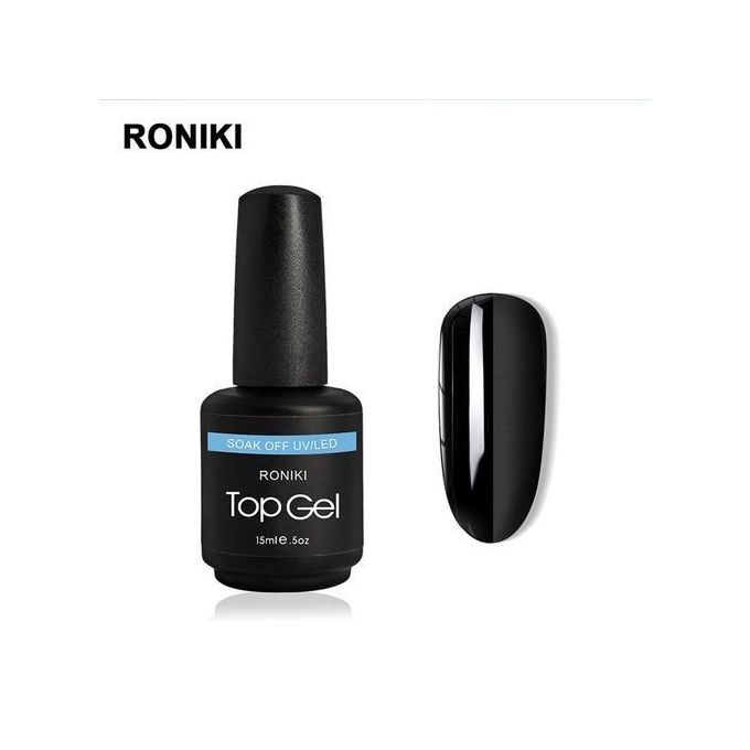 Roniki Professional Top Gel Nail Polish Clear Top Coat 15ml UV LED Soak Off Long Lasting Glossy Nail Art Gel Sealant No Wipe Finish Manicure Protection Gel Polish for Salon Home Nail Art