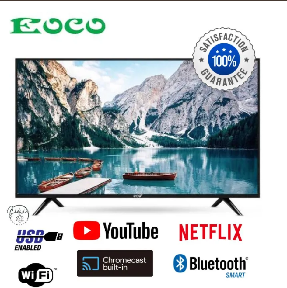 EOCO 26 INCH SMART  TV: BLUETOOTH ENABLED,YOUTUBE,NETFLIX,PRIME VIDEO,DISNEY + WITH CHROME CAST BUILT IN, 26''   HD LED E-2600S
