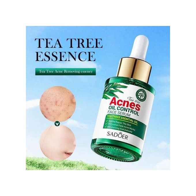 SADOER Tea Tree Acnes Oil Control Face Serum, Organic Pimples Eliminating Serum, Fades Acne marks