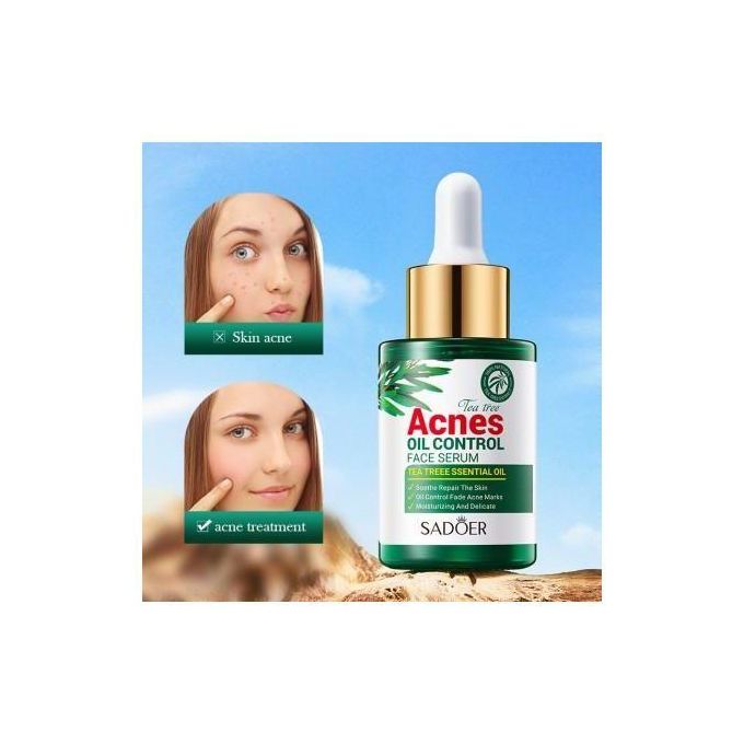 SADOER Tea Tree Acnes Oil Control Face Serum, Organic Pimples Eliminating Serum, Fades Acne marks