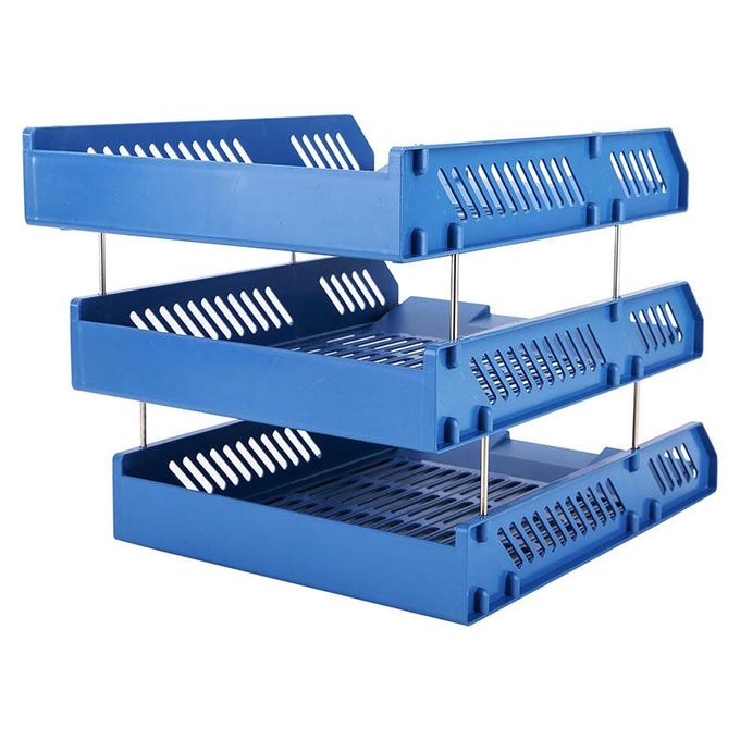 Office 3 Tier Stackable Filing Trays A4 Document Desk Riser Letter Paper Storage Organiser Magazine Rack Storage
