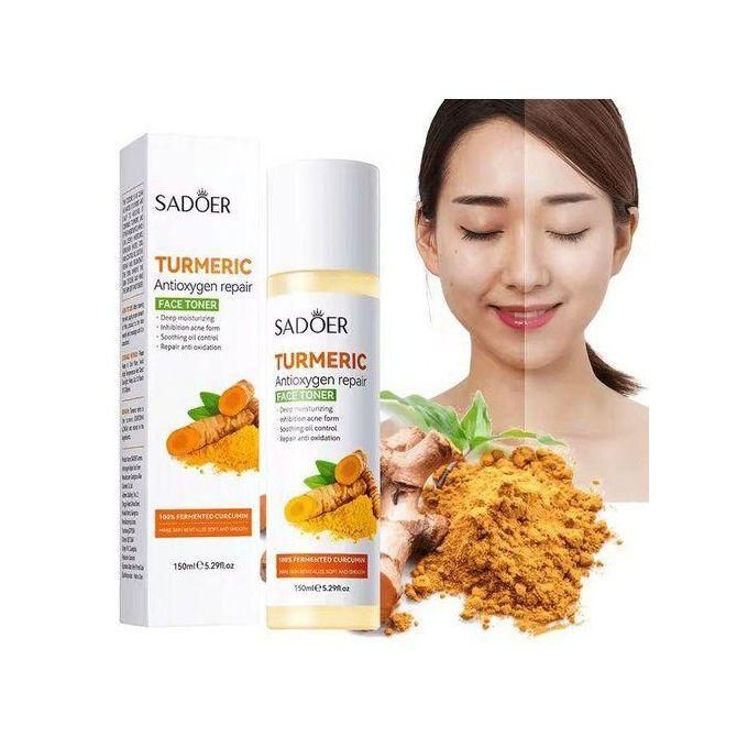 SADOER Tumeric moisturizing and skin glowing Skin Care SetGlowing Skin Turmeric Skincare Set ,Include Face Cleanser- Turmeric Oil Serum-Toner-Face Cream- Soap-3*Sheet Mask For Dark Spot Corrector Remo