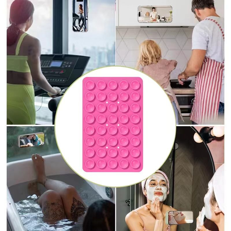 YUELEBUY Double Sided Silicone Phone Suction Cup Holder Phone Accessories Hands-Free Strong Grip Holder for Selfies and Videos Silicon Phone Holder Fits for iPhone and Android