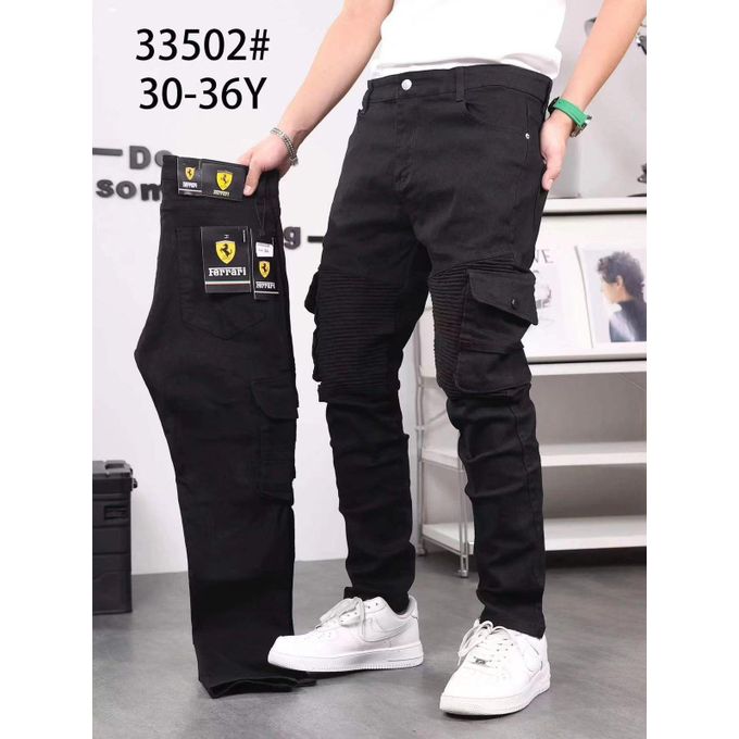 Men’s Cargo Jeans Pants with Pockets – Premium Black Denim Trousers for Casual and Street Wear, Comfortable Loose Fit Utility Jeans for Everyday Use, Travel, Outdoor Activities and Smart Urban Style