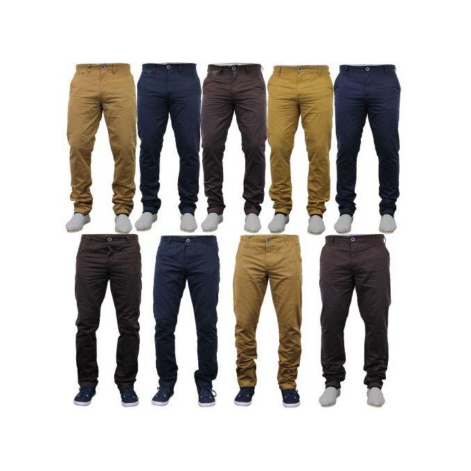5 Pack Men’s Soft Khaki Pants – Premium Slim Fit Casual and Official Trousers for Office, Business, Church and Everyday Wear in Assorted Colors with FREE Pair 2-Way Genuine Leather Belt