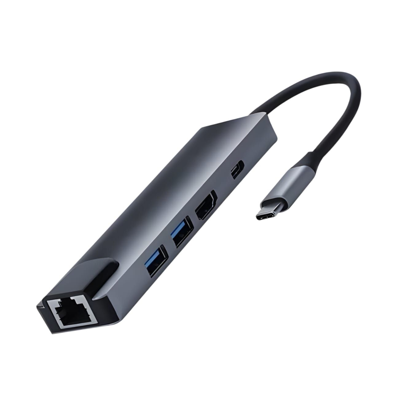 USB-C to HDTV 5-in-1 Multiport Hub Adapter HDMI, 2 USB 3.0, Ethernet Port