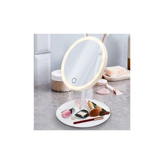 LED Makeup Mirror With A Storage Tray