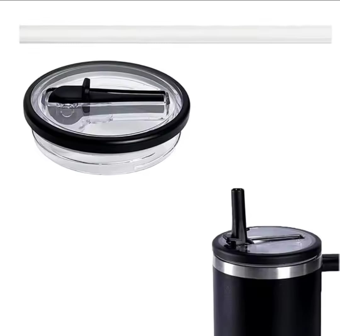 Spill proof replacement flip straw lid for 40oz stanley tumbler cup replacement lids with straws making sure that no spills occur when carrying your Stanley mug -Black
-