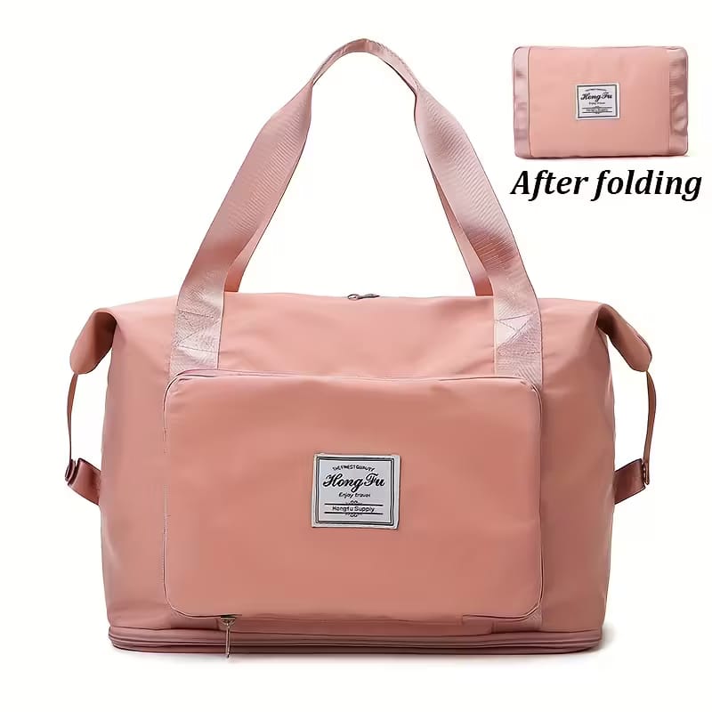 Foldable Duffel Bag, Portable Expandable Travel Bag, Waterproof Lightweight Travel Luggage Bag for Sports, Gym & Vacation  -Pink