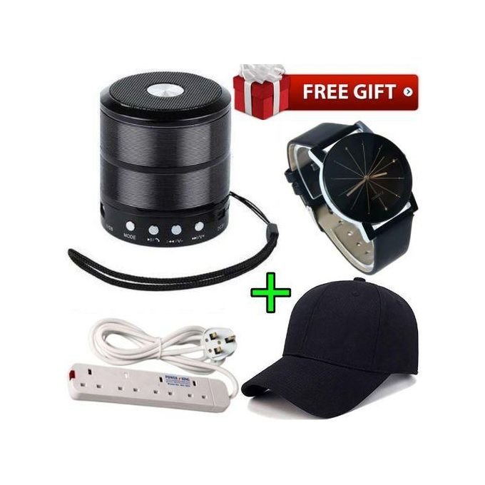 Wster Mini Robot Bluetooth Speaker Mp3 And FM Radio+Cap+Watch+4 Way Power Extension plug Best
