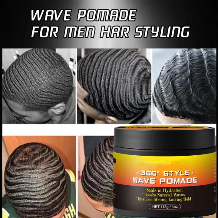 Silky Durags for Men Wave Pomade Strong Hold Easy Wash 360 Wave Training Hair Cream, Waves Grease for Men Promotes Layered Waves Silky Satin Durag Extra Long Tails Wave Brushe Silky Durag Wave Cap Set