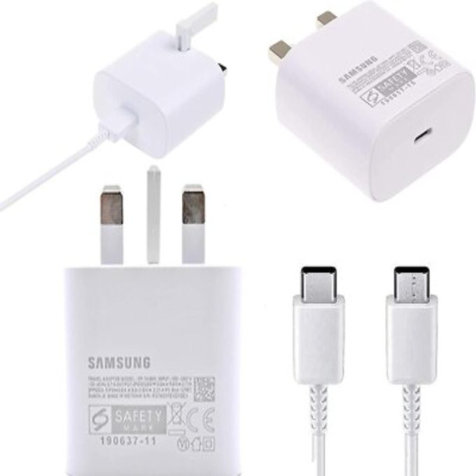 Samsung 45W USB-C Super Fast Charger Plug + 1m Type-C Cable – Compatible with Galaxy S23, S22, S21, S20, A13, A14, A54 5G (UK Type-C Fast Charging Adapter)