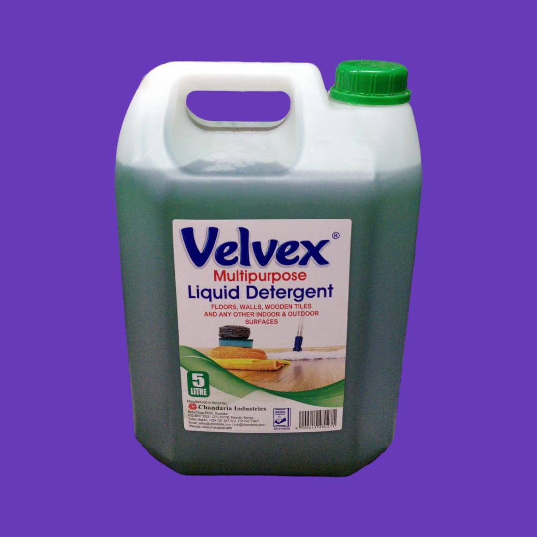 Velvex Multipurpose Liquid Detergent 5Ltrs

A powerful multipurpose liquid detergent designed for effective cleaning of different surfaces while giving a fresh and pleasant scent. Ideal for both home
