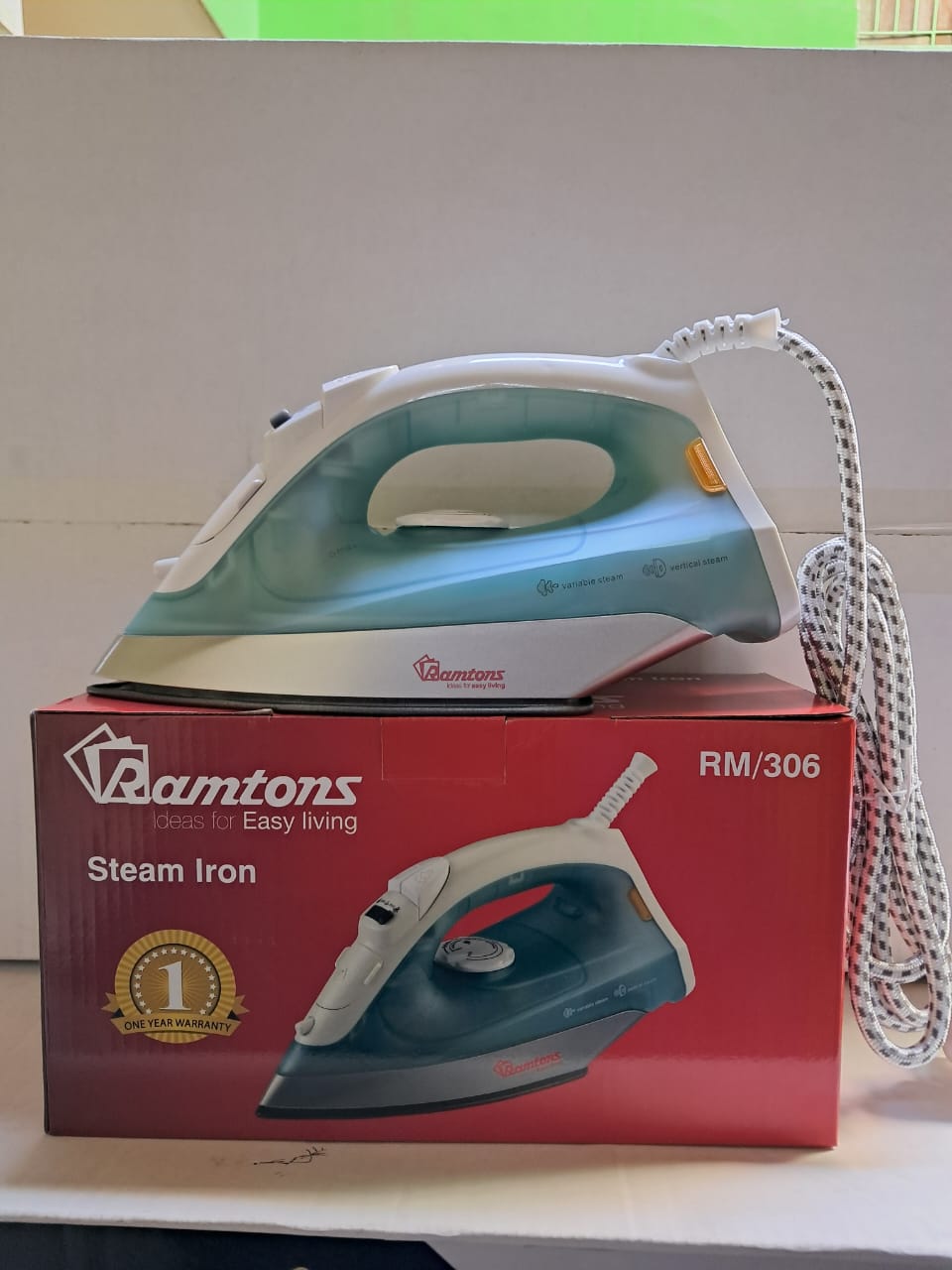 Ramtons RM/306 Steam Iron – 1200 W, Dry/Spray/Steam/Vertical Steam with Continuous Temperature Control:
🔌 Overview
The Ramtons RM/306 Steam Iron is a powerful and versatile iron designed to make iron