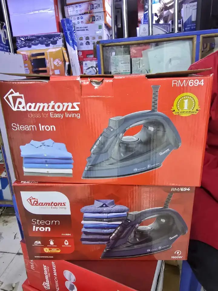 Ramtons Steam Iron Box is a steam iron package designed to make ironing clothes easier and more efficient. It typically includes a steam iron with adjustable settings and basic accessories packed toge